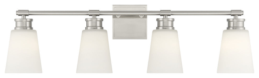 4-Light Bathroom Vanity Light, Matte Black, Brushed Nickel