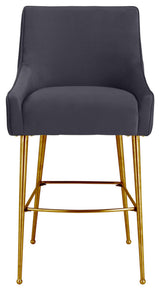Beatrix Pleated Dark Grey Velvet Counter Stool