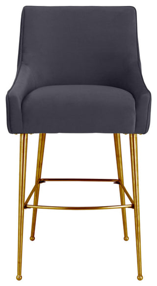 Beatrix Pleated Dark Grey Velvet Counter Stool