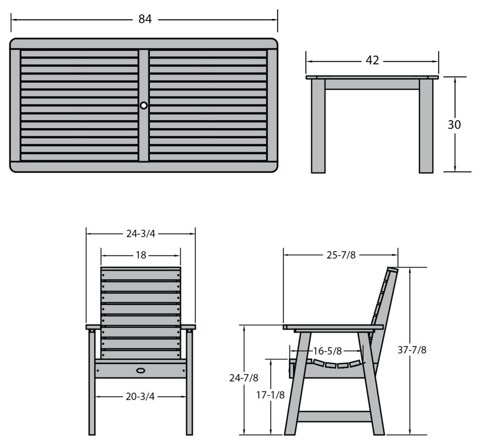 Glennville 7-Piece 42x84 Dining Set, Weathered Acorn, Whitewash