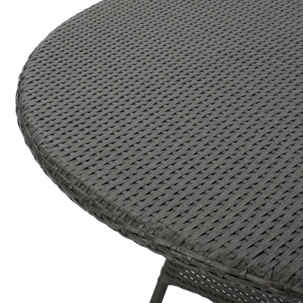 GDF Studio 5-Piece Oxford Outdoor Gray Wicker Dining With Cushions Set