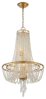 Crystorama ARC-1907-GA-CL-MWP, 4-Light Chandelier, Antique Gold