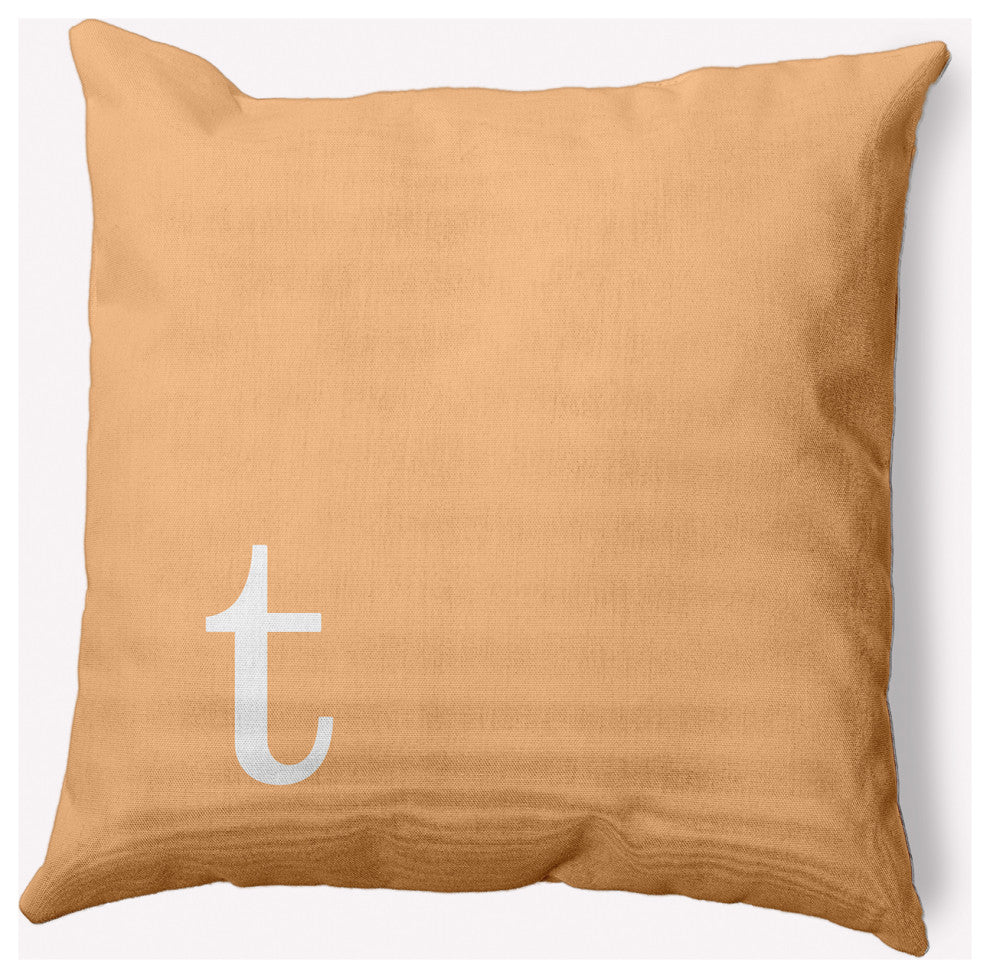 18" x 18" Modern Monogram Indoor/Outdoor Polyester Throw Pillow, Pale Gold