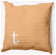 18" x 18" Modern Monogram Indoor/Outdoor Polyester Throw Pillow, Pale Gold