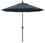 9' Bronze Push-Button Tilt Crank Aluminum Umbrella, Sapphire Pacifica