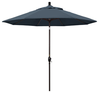 9' Bronze Push-Button Tilt Crank Aluminum Umbrella, Sapphire Pacifica