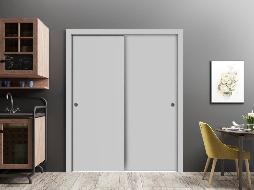 Sliding Closet Bypass Doors 84 x 96 | Planum 0010 Matte Grey