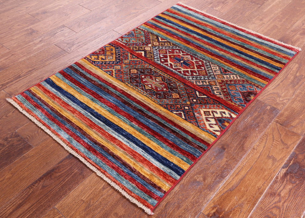 2' 8" X 4' 0" Super Kazak Khorjin Hand-Knotted Rug Q11002