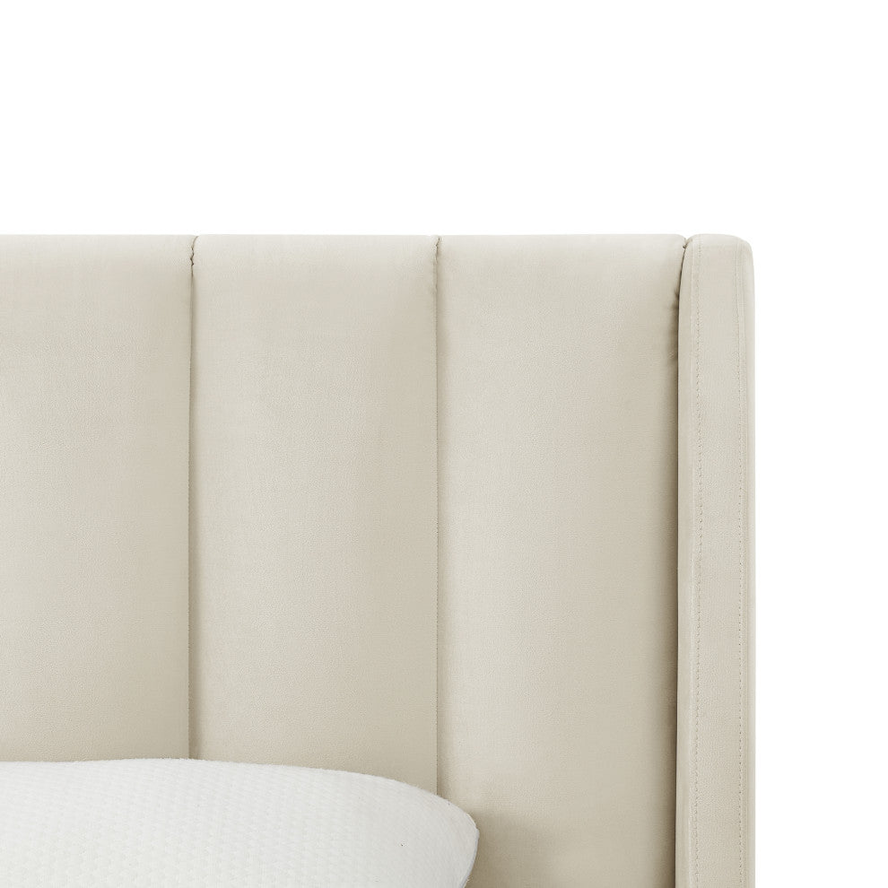 Loft Lyfe Eliyahu Bed Upholstered, Beige Velvet King