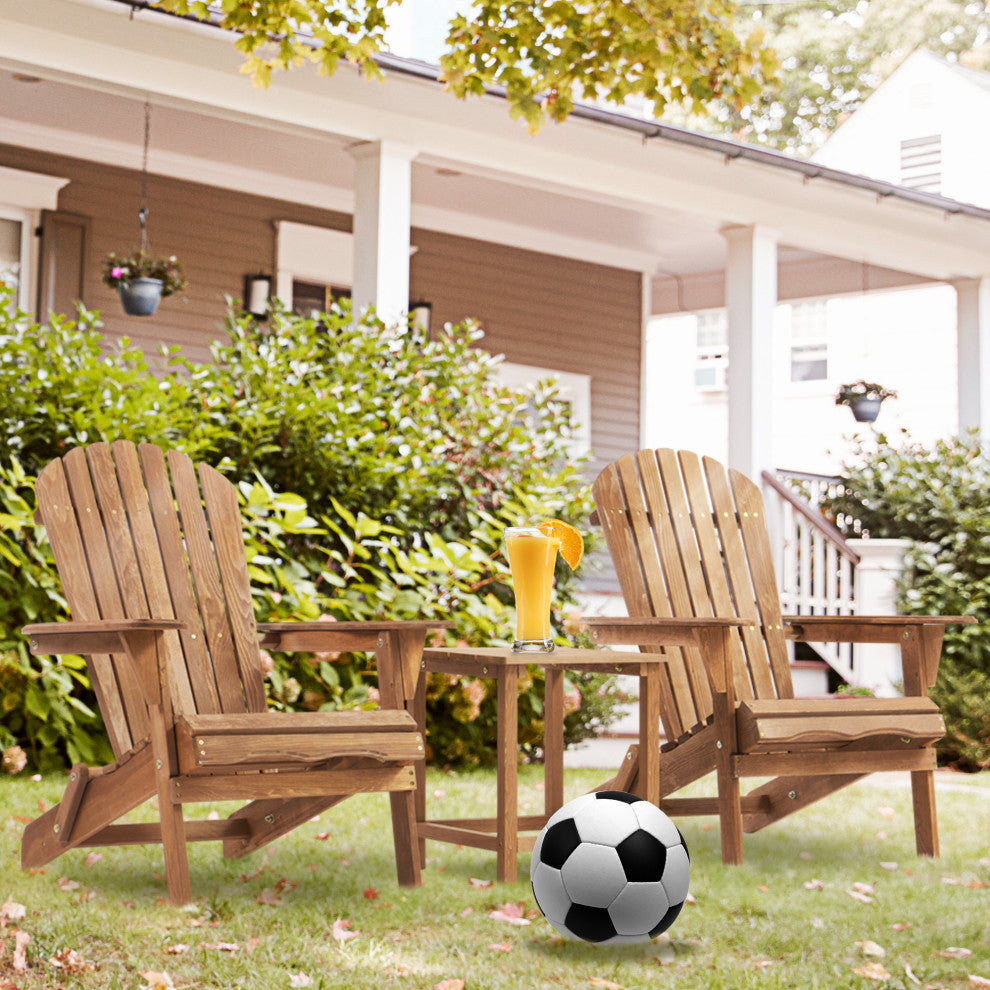 TATEUS Set of 2 Wooden Outdoor Adirondack Chairs for Patio, Garden, and Deck