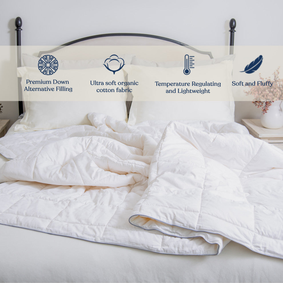 Down Alternative Duvet Insert Organic Cotton Shell, Twin, 68"x86"