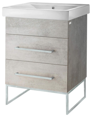 Fine Fixtures Modern Vanity Set, Gray Marble, 24", Polished Chrome Hardware