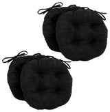 16" Solid Micro Suede Round Tufted Chair Cushions, Set of 4, Black