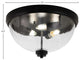 16" 3-Light Flush Mount Light, Matte Black/Smoke Bubble