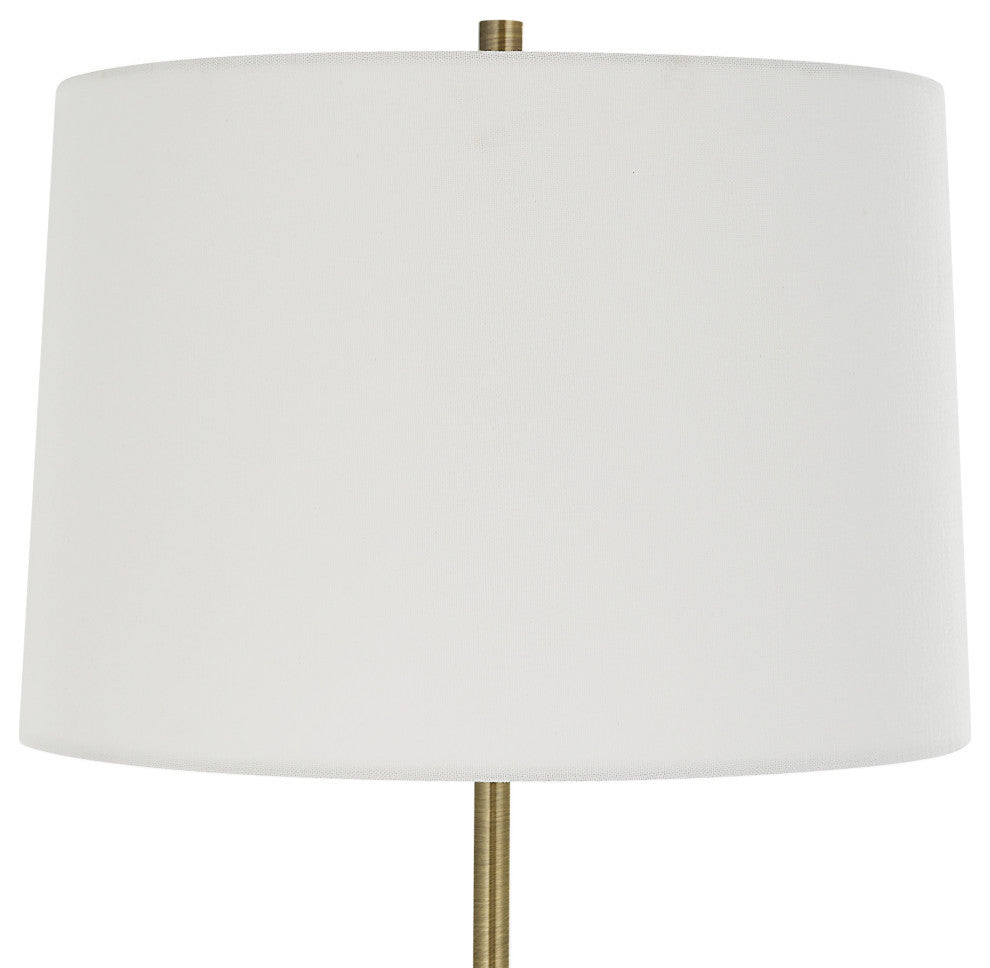 Curvy Slim Gourd Shape Gloss White Table Lamp 34 in Tall Slim Brass Gold