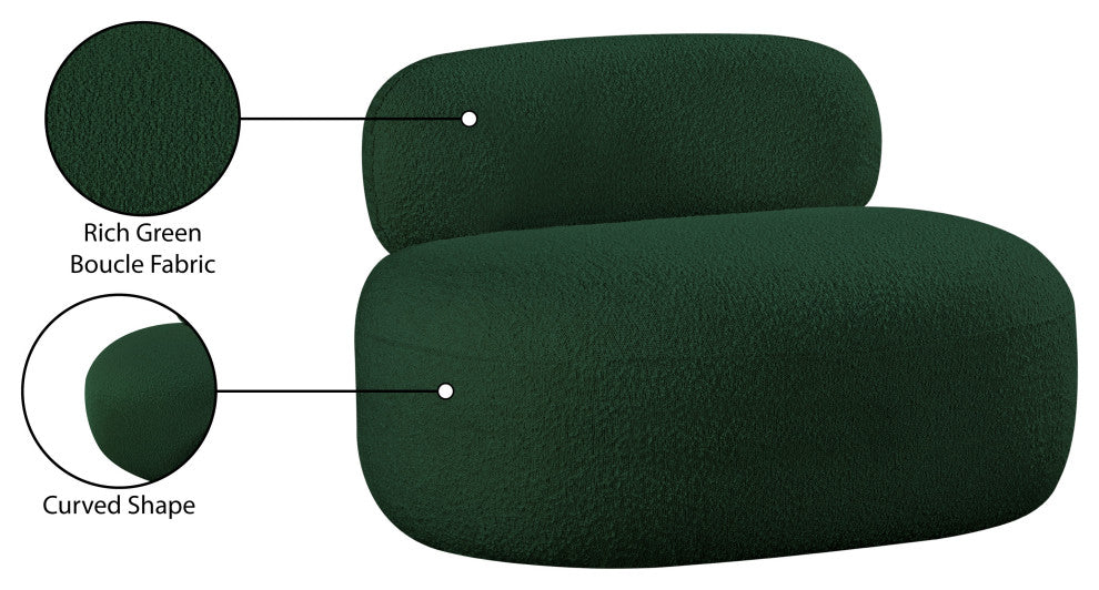 Venti Black Boucle Fabric Upholstered Set, Green, Chair