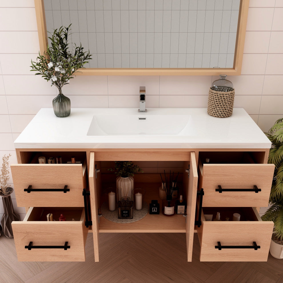Victoria 48" Solid Wood Bath Vanity, Red Oak