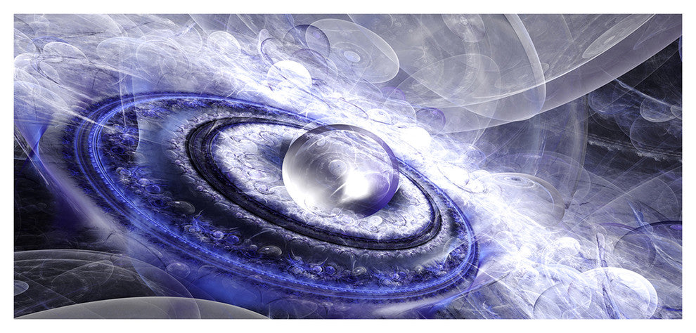 Beautiful Blue Flying Saucer, Large Floral Canvas Art Print, 60"x28"