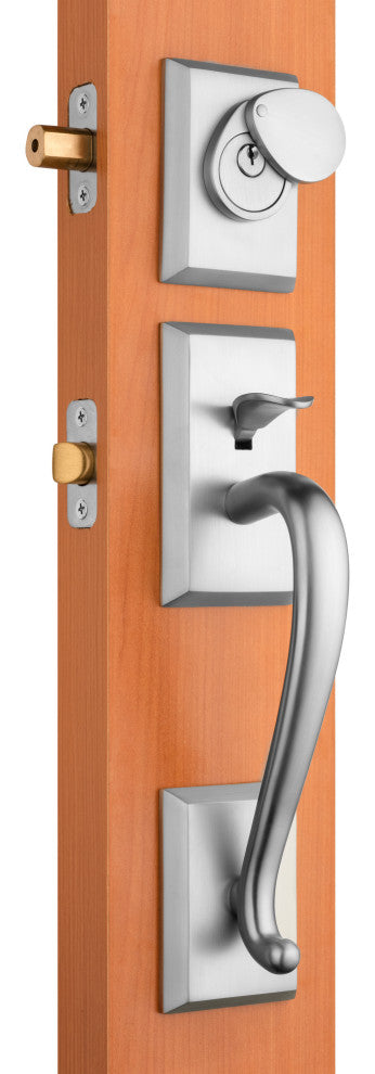 Rockwell Premium Solid Brass Entry Door Savoy Handleset, Brushed Nickel
