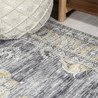 Bausch Distressed Chenille Washable Dark Gray/Yellow 4 ft. x 6 ft. Area Rug