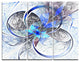 "Symmetrical Blue Fractal Flower" Digital Metal Wall Art, 3 Panels, 36"x28"