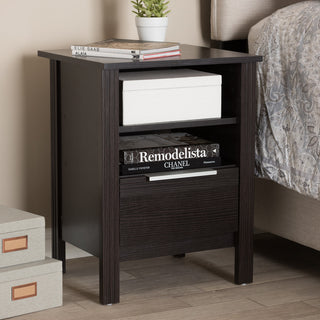 Hamish Moderm, Contemporary Wenge Brown 1-Drawer Nightstand
