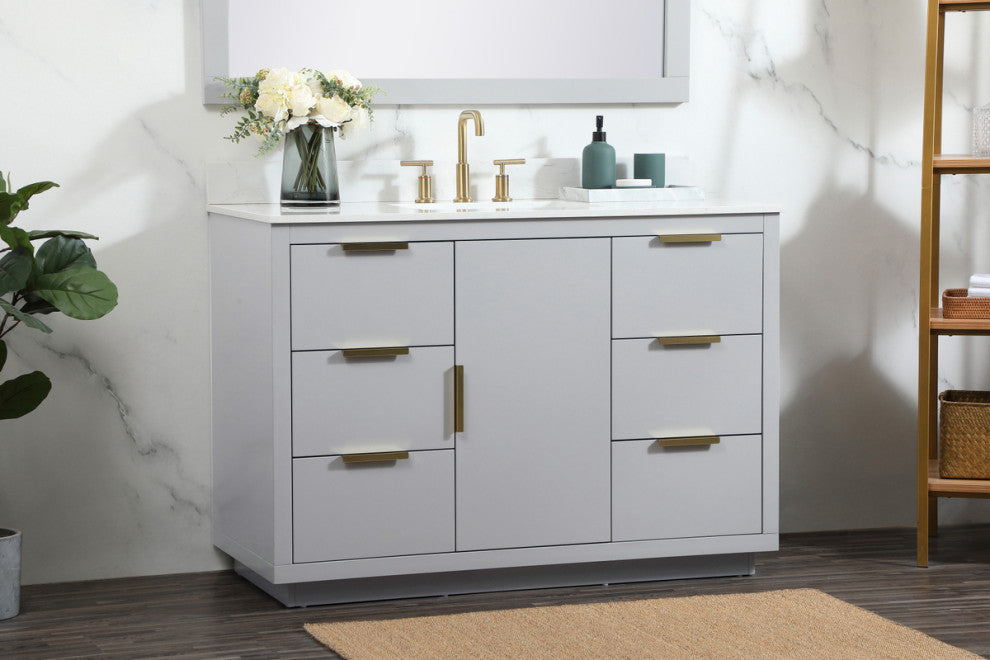 48" Single Bathroom Vanity, Gray, With Backsplash