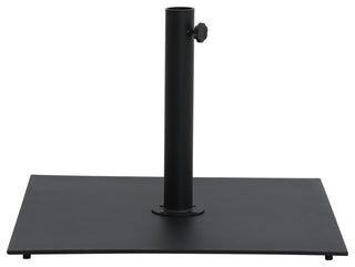 Fiji Patio Umbrella and Base, Black, Teak Pole, Matte Black Belize Base