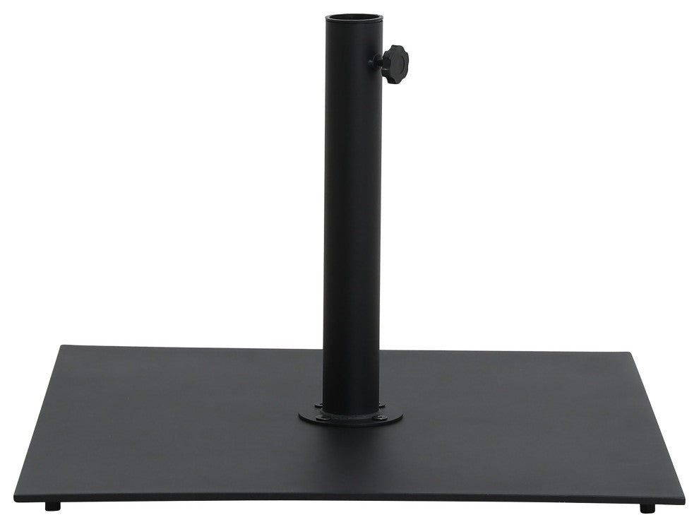 Fiji Patio Umbrella and Base, Black, Teak Pole, Matte Black Belize Base