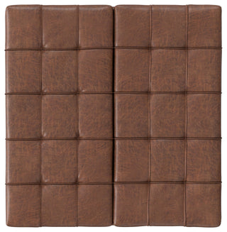 Laura Mid Century Lift Top Storage Ottoman, Distressed Saddle Brown