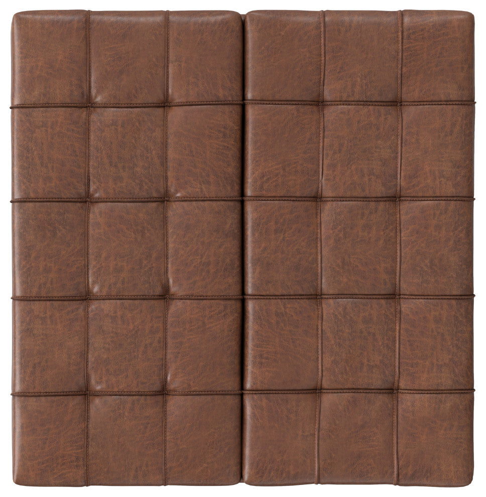 Laura Mid Century Lift Top Storage Ottoman, Distressed Saddle Brown