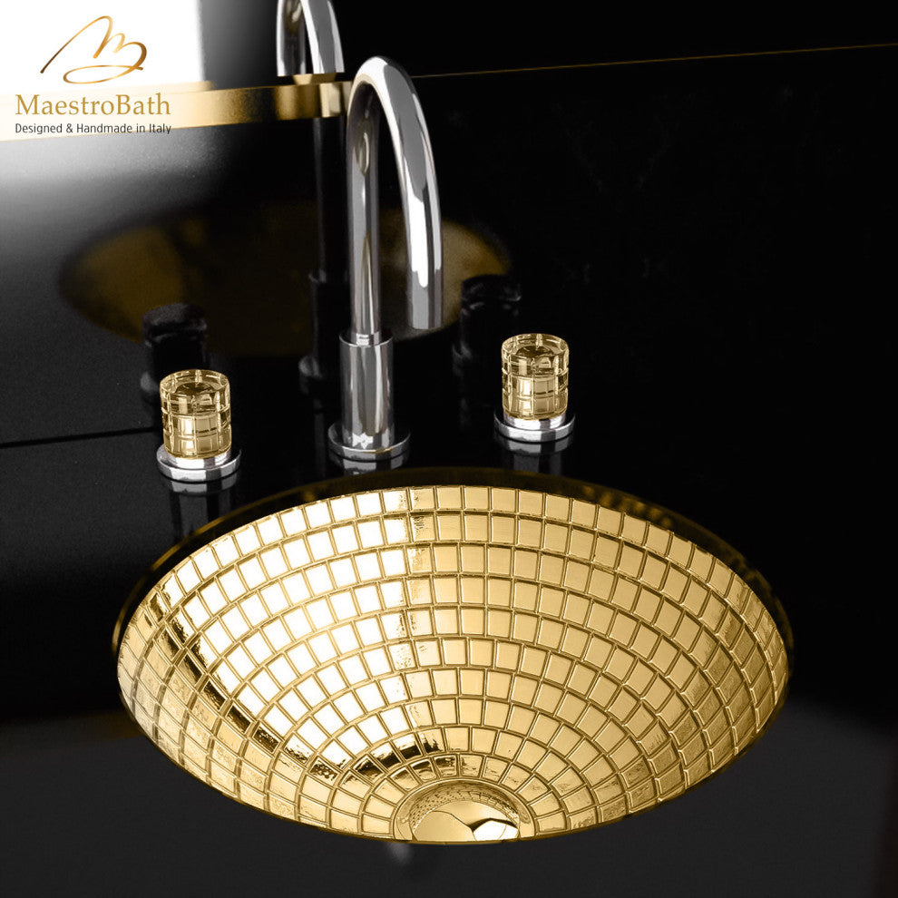 Mosaic Undermount Glass Luxe Sink, Gold