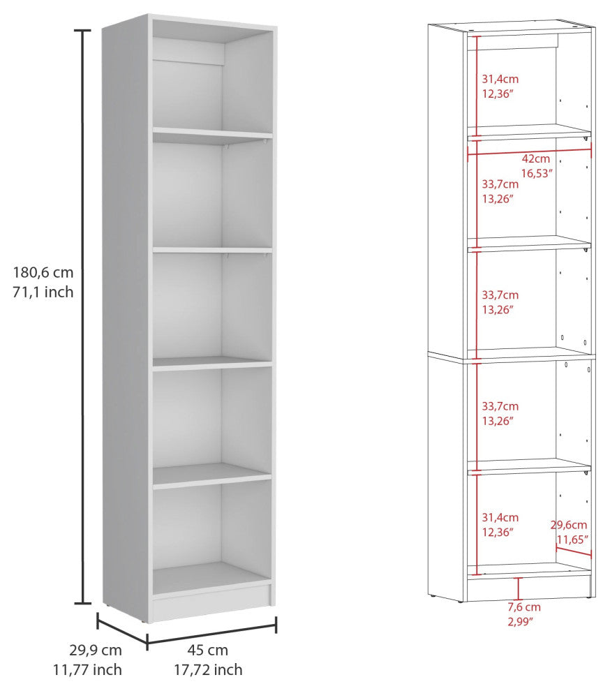 Benzoni Slim 2 Piece Living Room Set with 2 Bookcases, White
