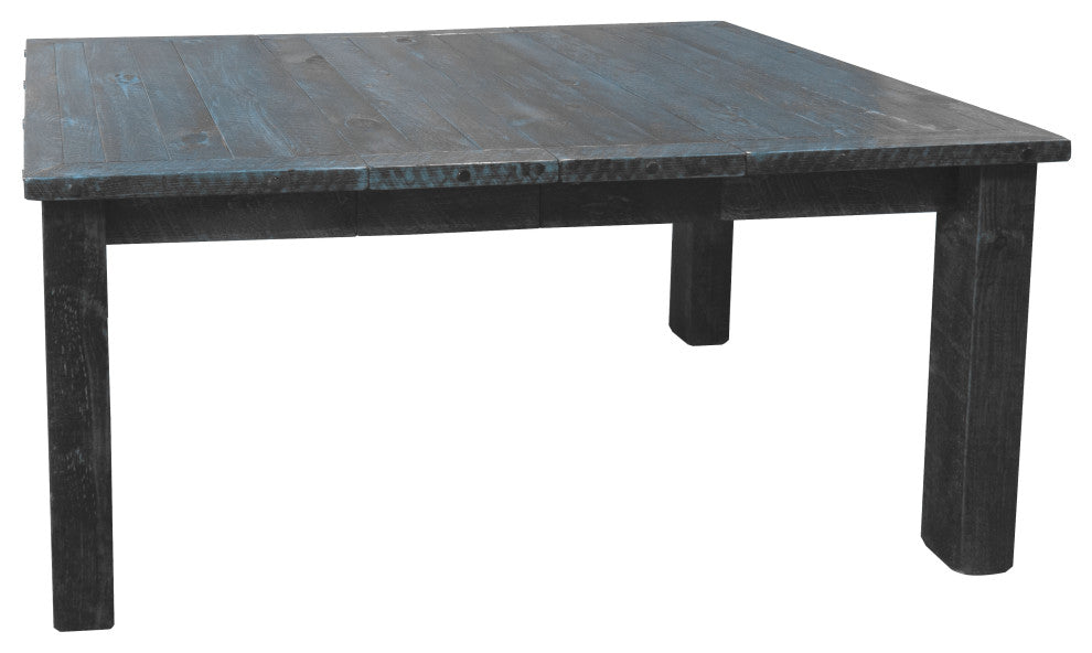 Barnwood Style Timber Peg Extension Table, Smokey Gray, 4-Leaf 42" X 90"