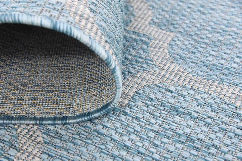 Unique Loom Aquamarine Trellis Outdoor 4' 0 x 6' 0 Area Rug