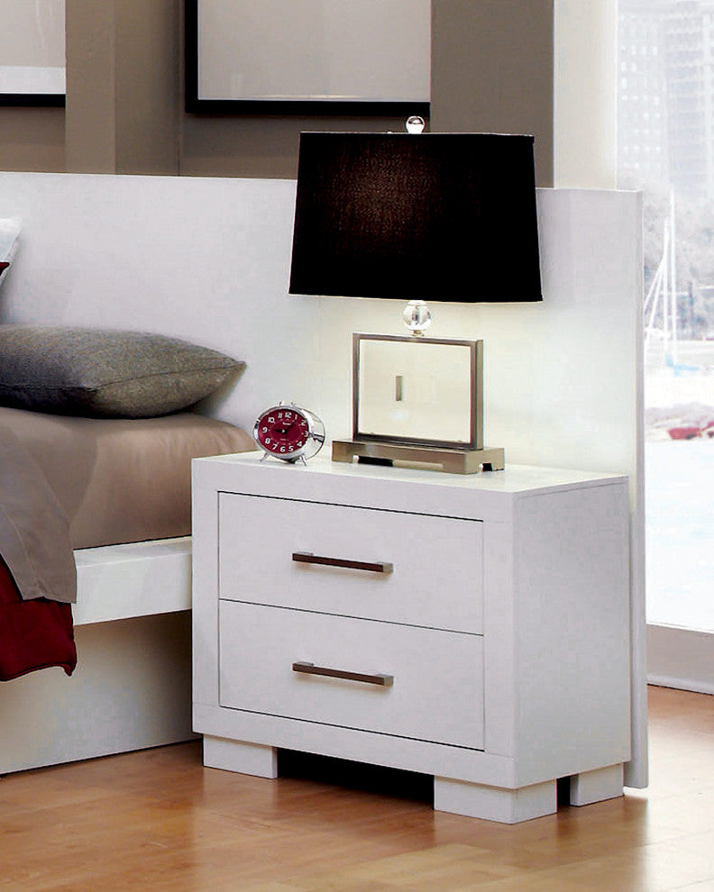 WoodNightstand with 2 Drawers, White