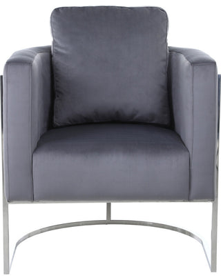 Casa Velvet Upholstered Chair, Grey, Chrome Finish