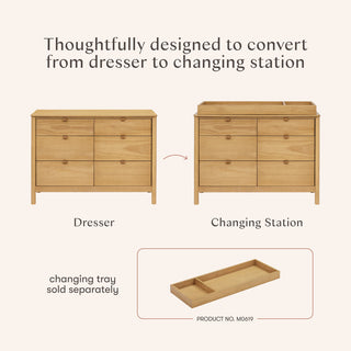 Bondi 6-Drawer Assembled Dresser, Honey