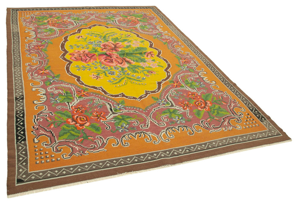 Rug N Carpet - Handmade Bessarabian 6' 7'' x 9' 4'' Unique Flatweave Kilim Rug