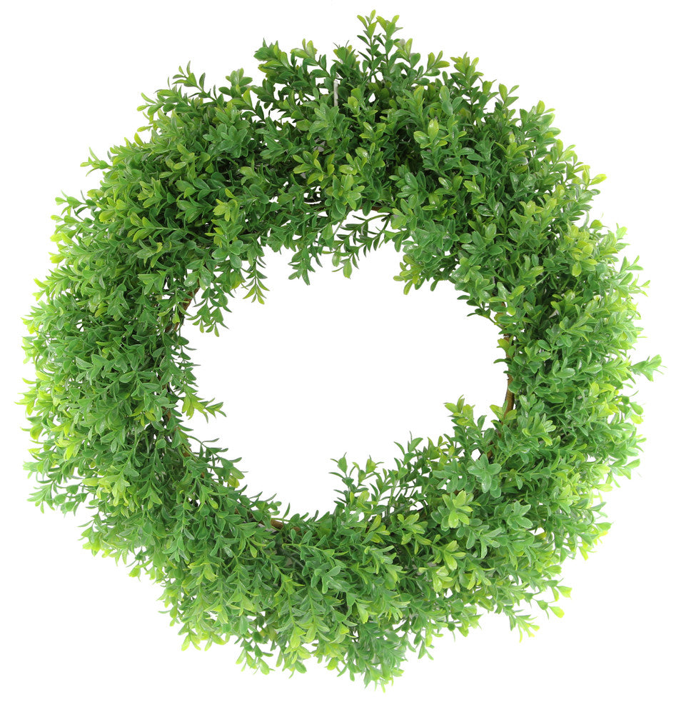 22" Boxwood Wreath Spring Wall Door Decoration, Green
