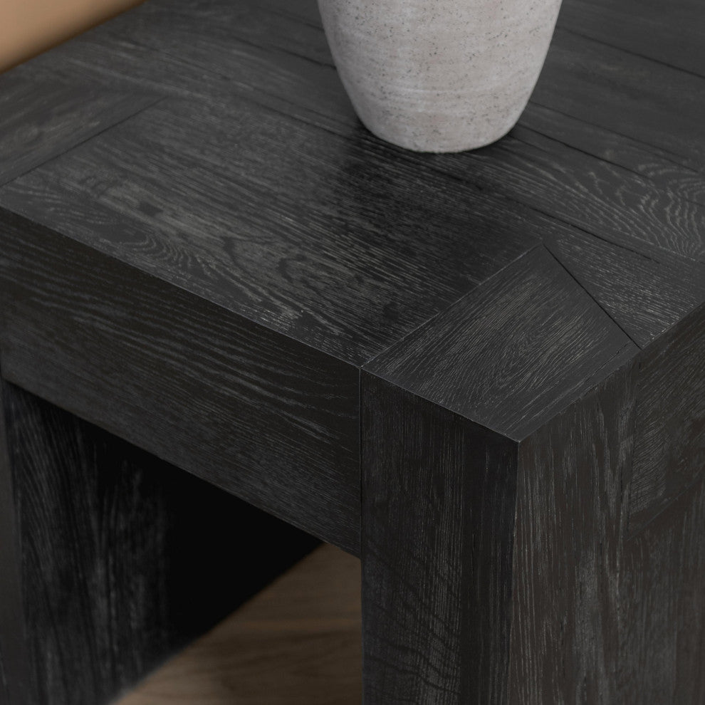 Bristol Cracked Oak 24" End Table by Kosas Home, Meadow Black