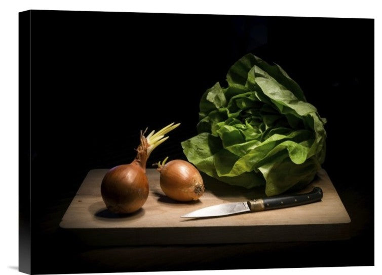 "Onions And Lettuce" Stretched Canvas Giclee by Antonio Zoccarato, 16"x12"