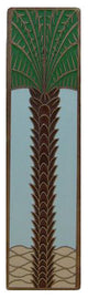 Royal Palm Pull Antique Brass Vertical, Antique Brass and Pale Blue