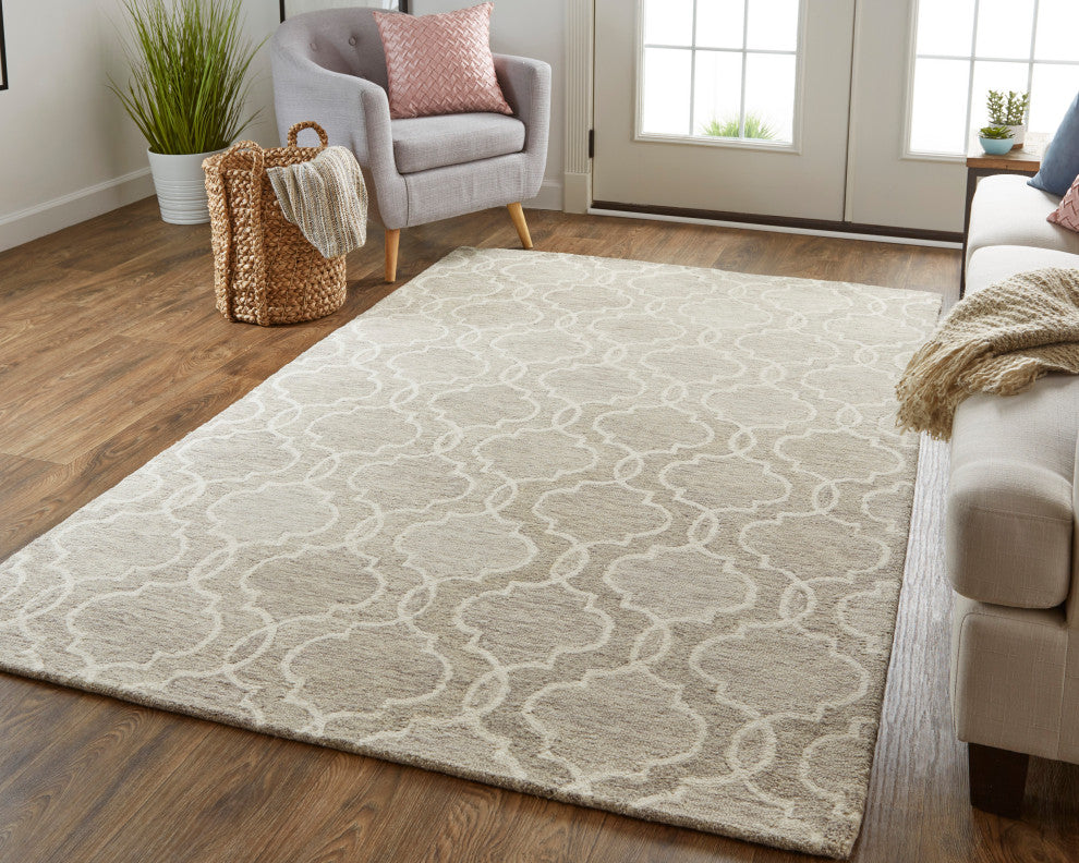 Natal R8775 Transitional/Cottage/Moroccan Rug, Light Gray, 12'x15'