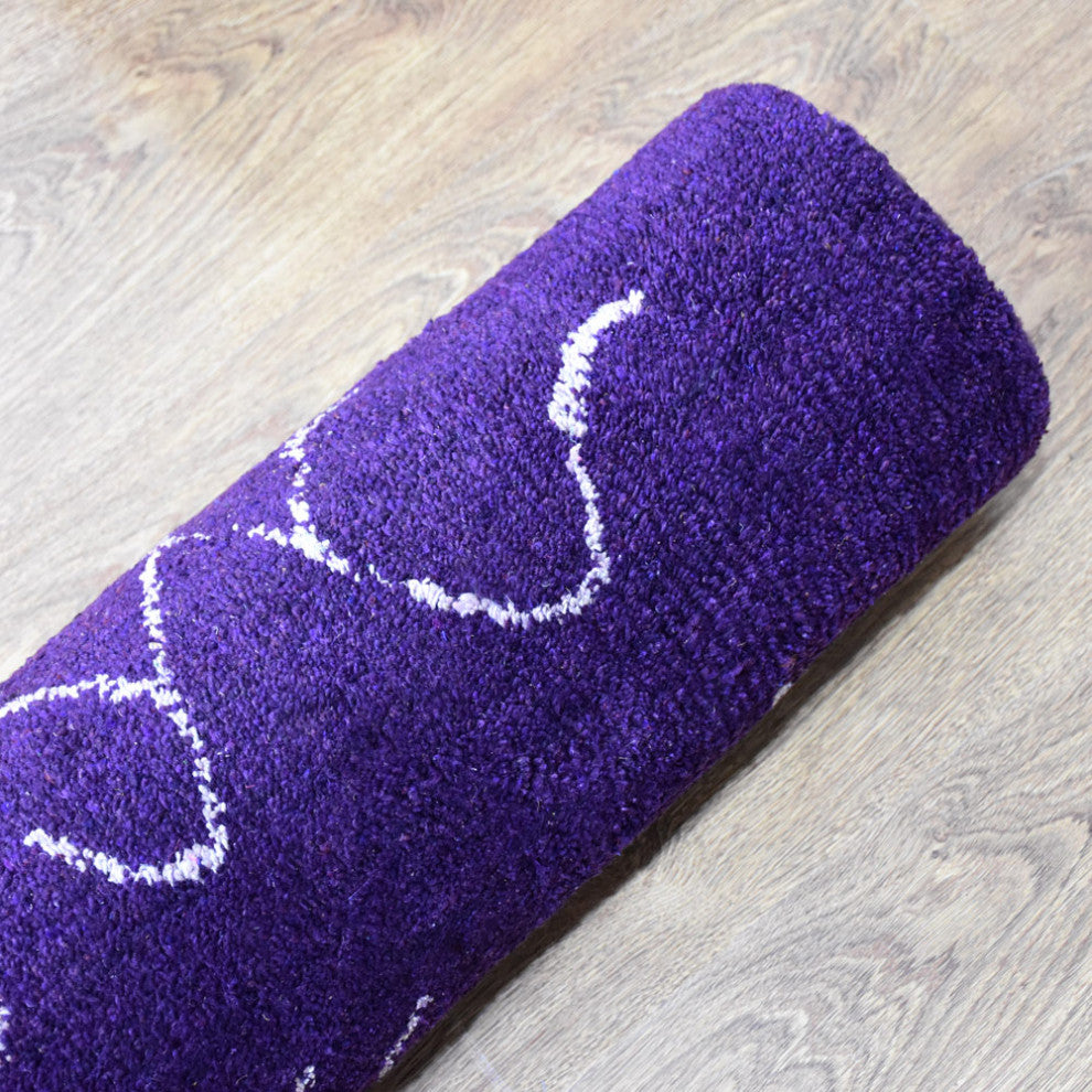 HAND KNOTTED LOOM SILK  RUGSS-6'7''x9'10'',Rectangle,Purple White,Contemporary