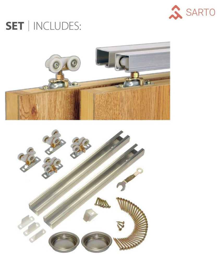 Planum 2102 Closet Bypass Doors 36 x 84, Ginger Ash Tracks Hardware