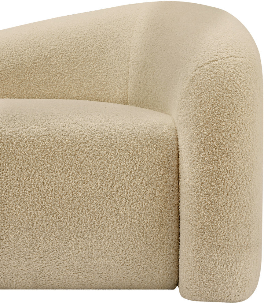 Kali Faux Shearling Teddy Fabric Upholseterd  Loveseat, Beige