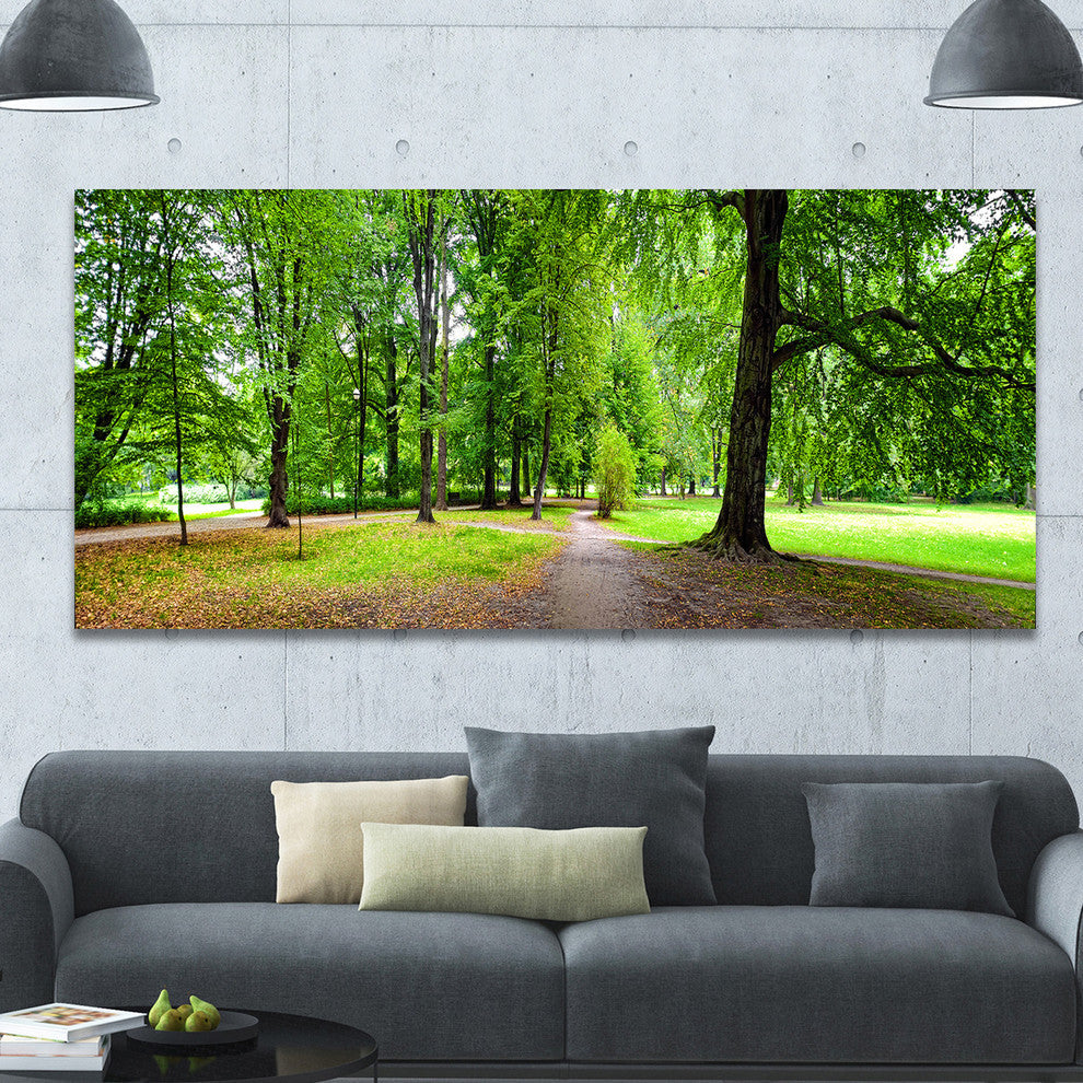 Park in Autumn Panorama, Landscape Canvas Art Print, 60"x28"