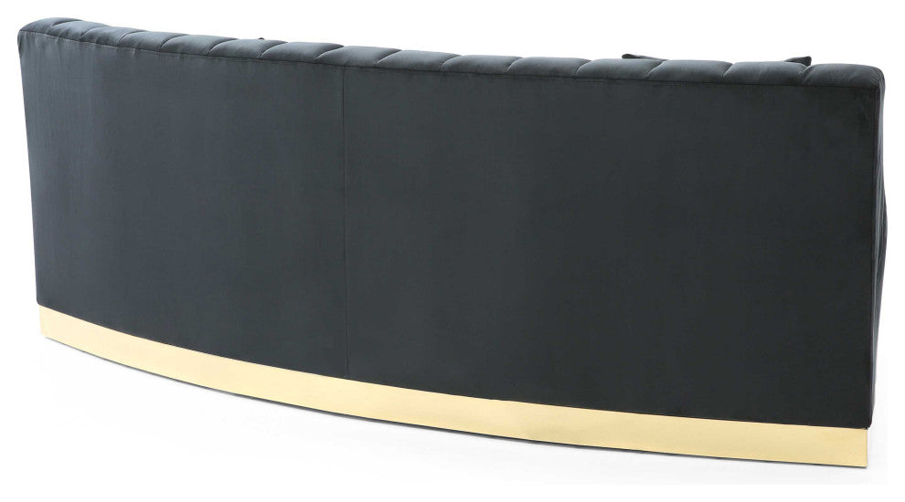 Brentwood 89 in. W Armless Velvet Curved Sofa, Black