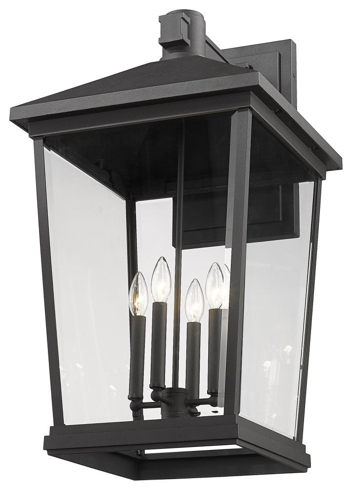 Zlite 568XXL-BK 4-Light Outdoor Wall Sconce, Clear Beveled